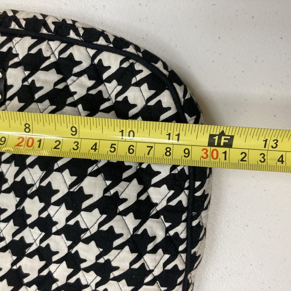 Vtg Vera Bradley Triple Zip‎ Crossbody Hounds Tooth Black & White Checked Purse - Picture 9 of 9